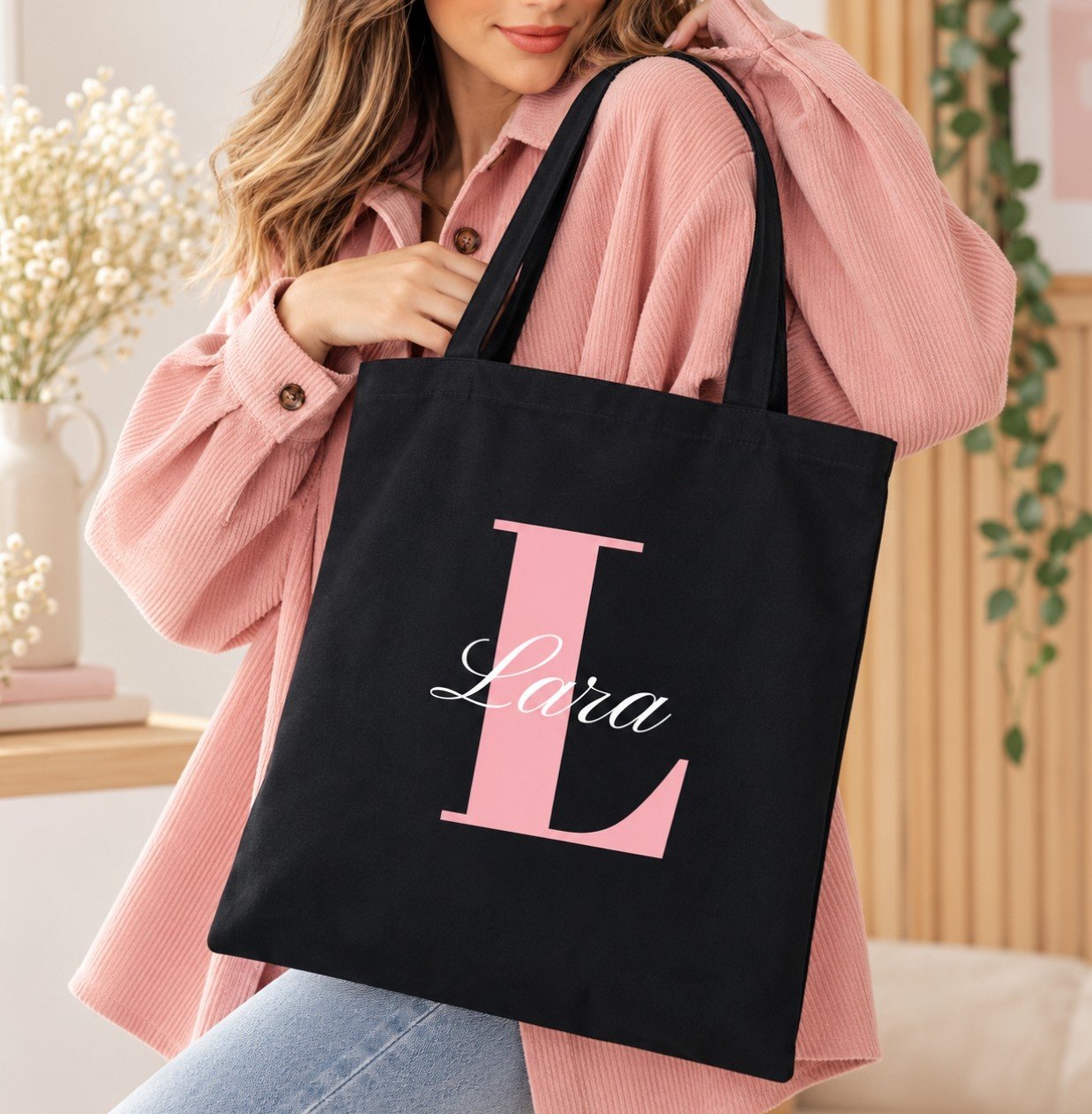 Bolso negro-"Inicial + nombre"