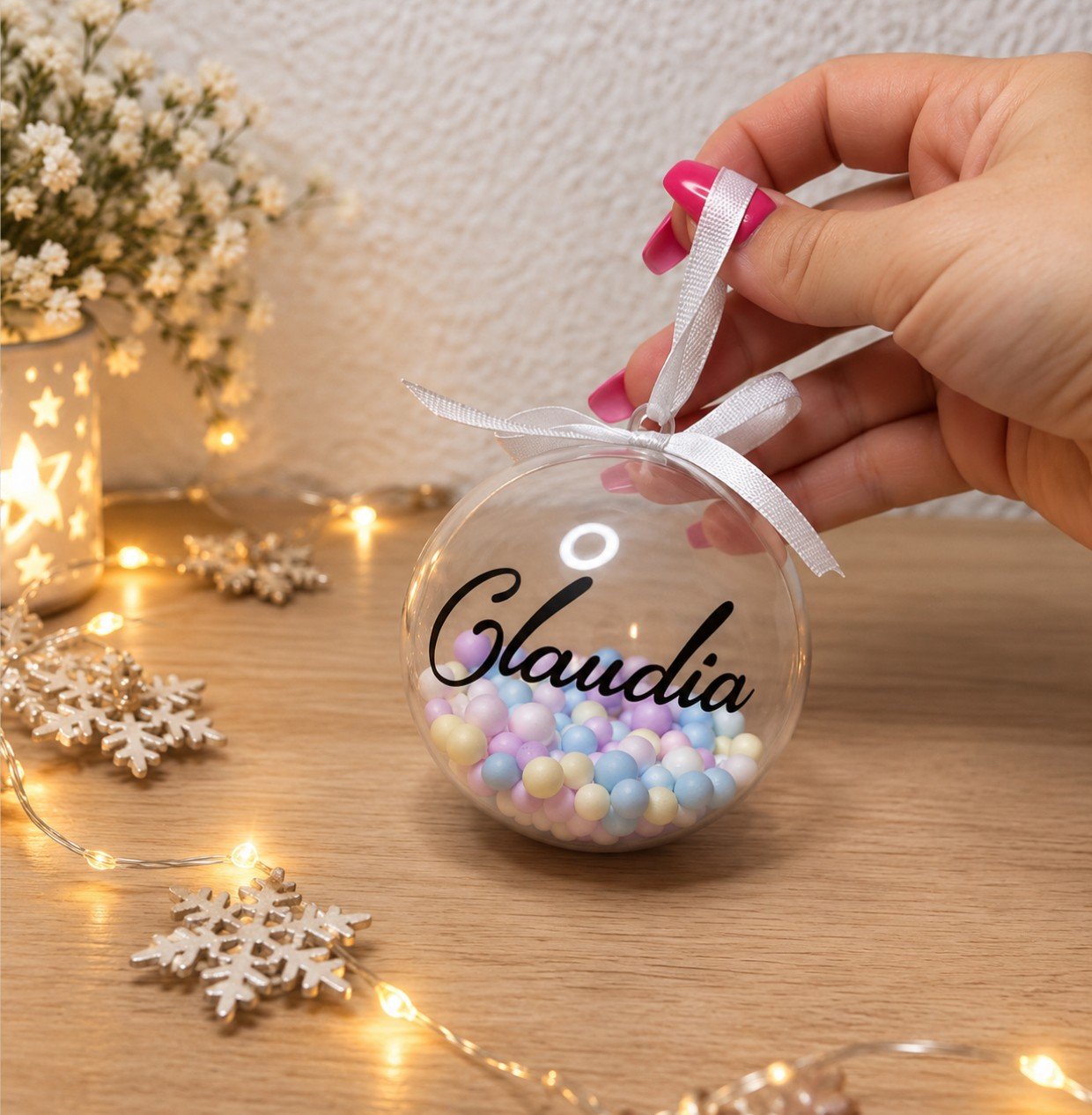 Adorno navideño -"Esfera transparente"